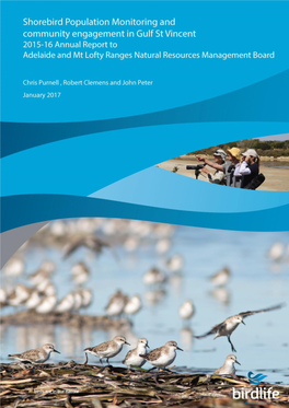1 Shorebird Population Monitoring Within Gulf St Vincent: July 2015 to June 2016 Annual Report