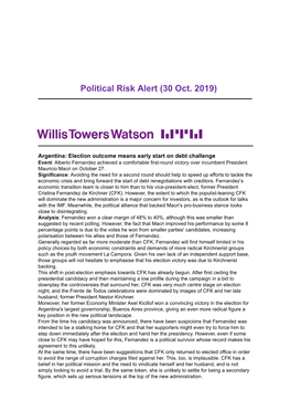 Political Risk Alert (30 Oct. 2019)