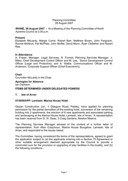 Planning Committee 28 August 2007