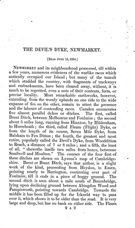 THE DEVIL's DYKE, NEWMARKET. Newmarketand