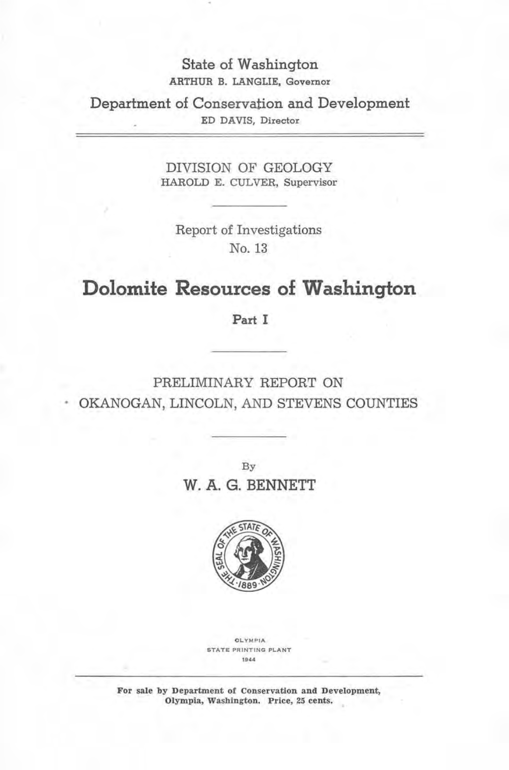 Dolomite Resources of Washington