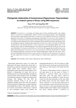 An Endemic Genus in Korea, Using DNA Sequences