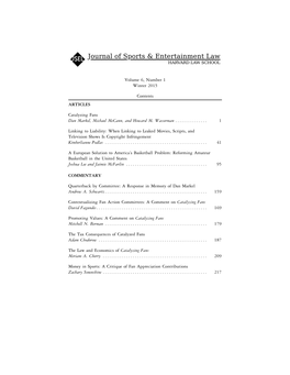 Volume 6, Number 1 Winter 2015 Contents ARTICLES Catalyzing