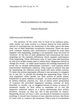 From Happening to Performance