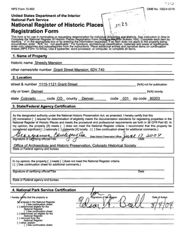 National Register of Historic Place Registration Form This Form Is for Use in Nominating Or Requesting Determination for Individue An4~Dfstricts