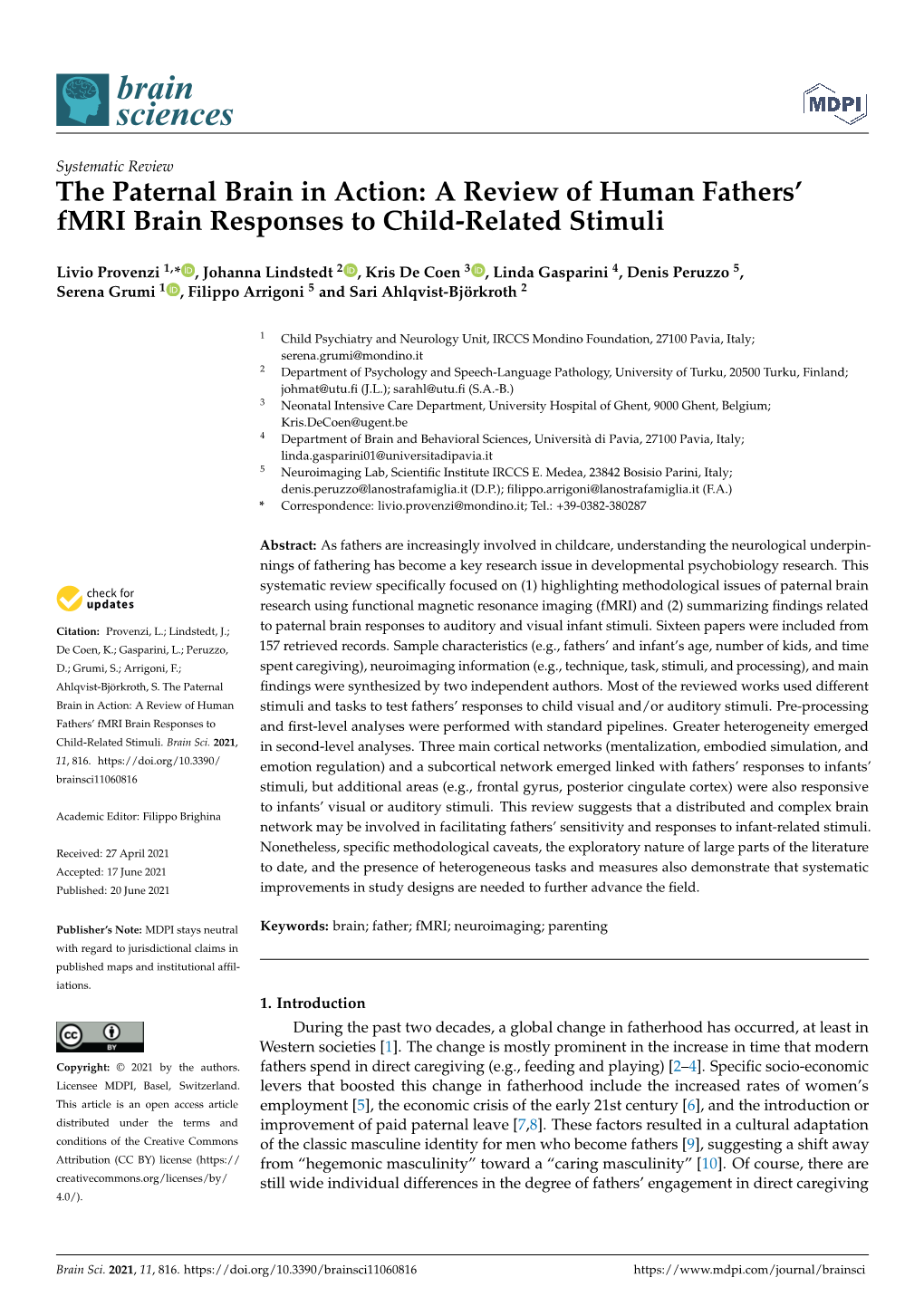 A Review of Human Fathers' Fmri Brain Responses to Child-Related