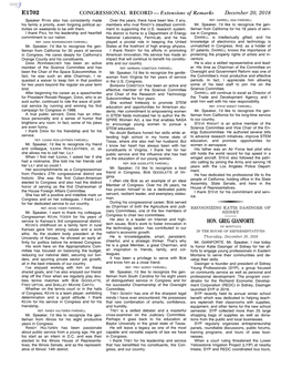 CONGRESSIONAL RECORD— Extensions of Remarks E1702 HON