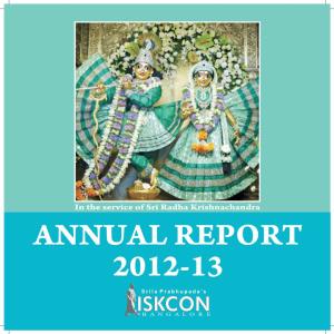 In the Service of Sri Radha Krishnachandra ANNUAL REPORT 2012-13