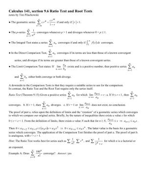 Calculus 141 Section 9.6 Lecture Notes