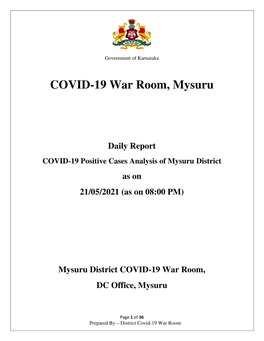 COVID-19 War Room 19 War Room, Mysuru Oom, Mysuru