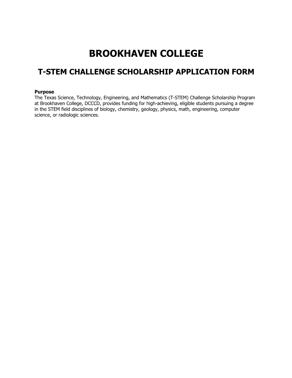 T-Stem Challenge Scholarship Application Form