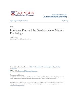 Immanuel Kant and the Development of Modern Psychology David E