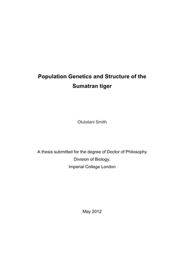 Population Genetics and Structure of the Sumatran Tiger