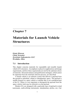 Materials for Launch Vehicle Structures