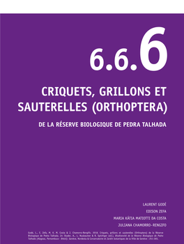 Criquets, Grillons Et Sauterelles (Orthoptera)