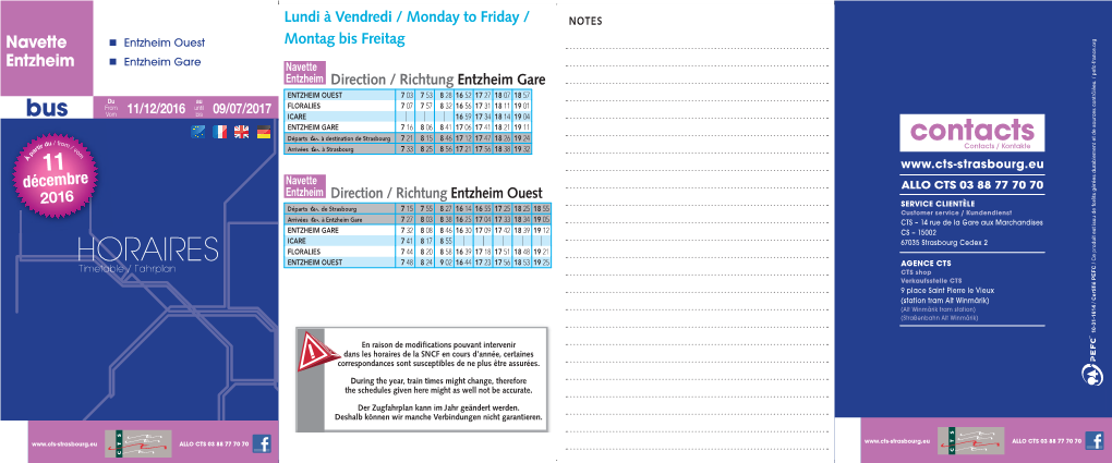 HORAIRES Contacts