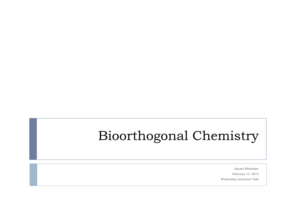 Bioorthogonal Chemistry