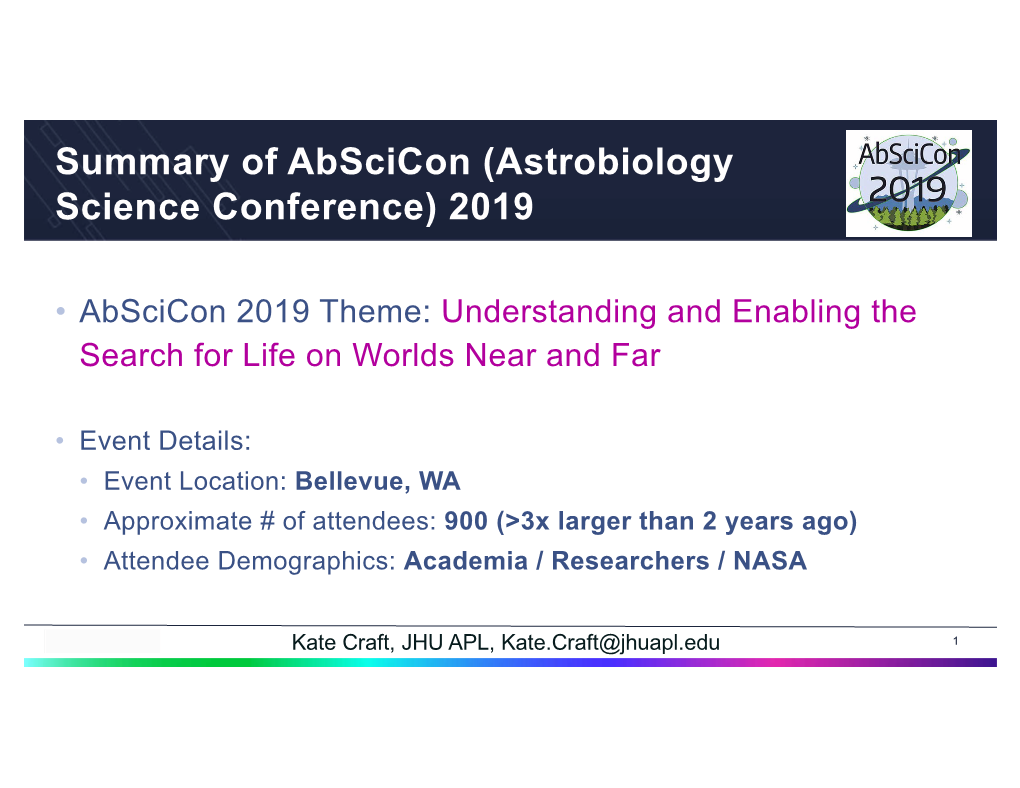 Abscicon 2019 Summary