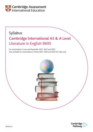 Syllabus Cambridge International AS & a Level Literature in English 9695