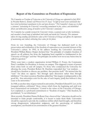 Report of the Committee on Freedom of Expression