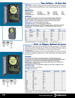 Time Switches – 24 Hour Dial 24 Hr. W/Skipper, Optional Carryover