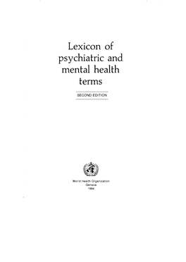 Lexicon of Psychiatric and Mental Health Terms