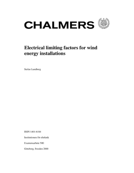 Electrical Limiting Factors for Wind Energy Installations