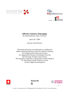 Affective Sciences Emerging: the Interdisciplinary Study of Emotion