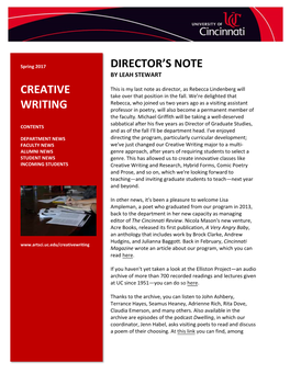 UC Creative Writing Newsletter
