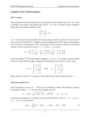 Complex Inner Product Spaces