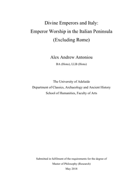 Emperor Worship in the Italian Peninsula (Excluding Rome)