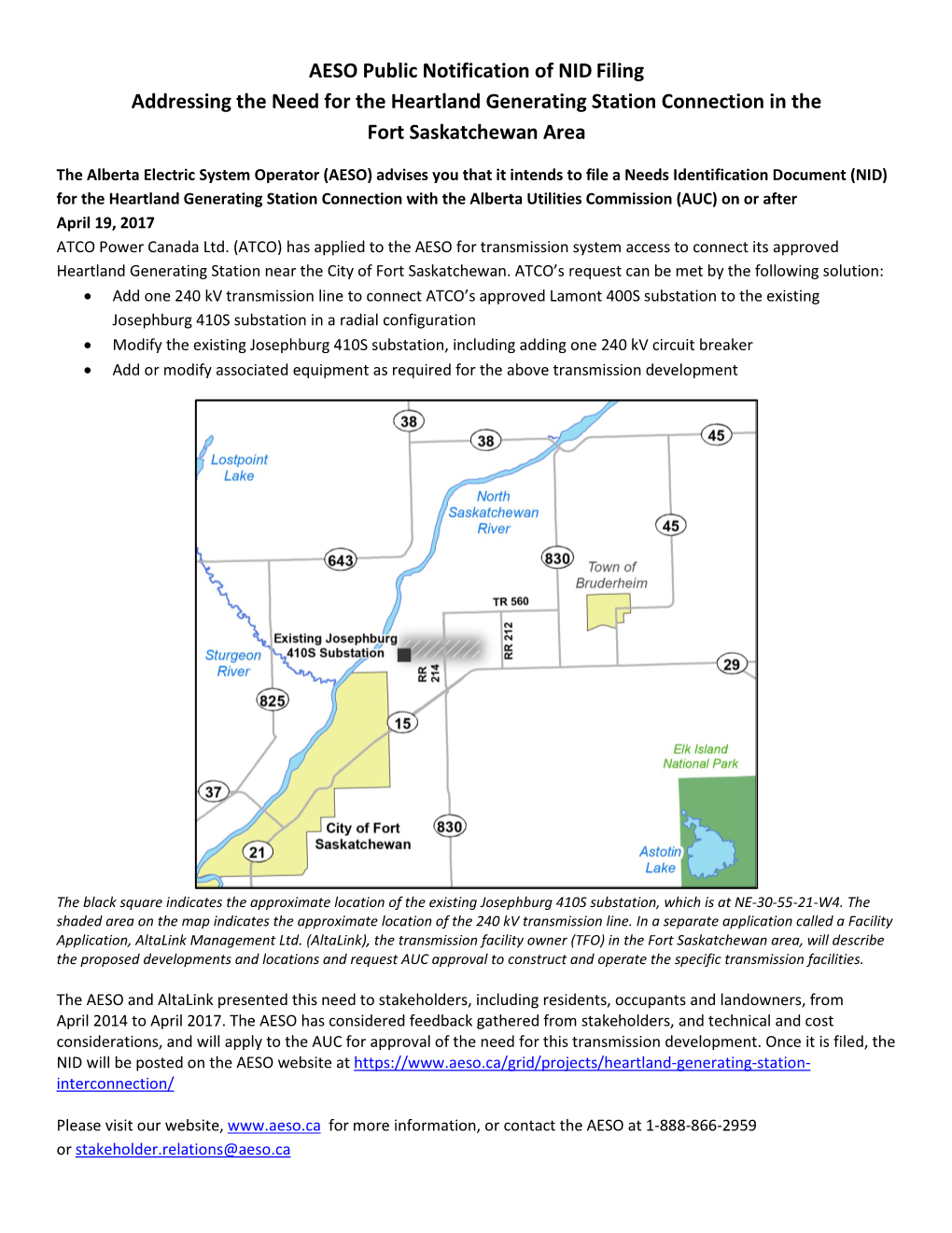 Need for the Heartland Generating Station Connection in the Fort Saskatchewan Area