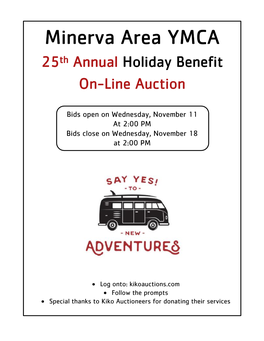 Minerva Area YMCA 25Th Annual Holiday Benefit On-Line Auction