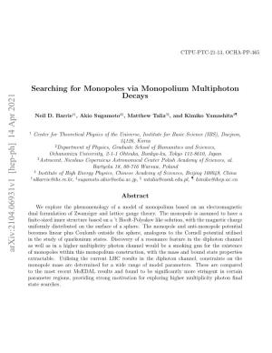 Searching for Monopoles Via Monopolium Multiphoton Decays