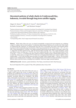 Movement Patterns of Whale Sharks in Cenderawasih Bay, Indonesia, Revealed Through Long-Term Satellite Tagging