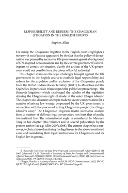 The Chagossian Litigation in the English Courts Stephen Allen For