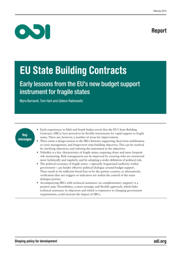 EU State Building Contracts Early Lessons from the EU’S New Budget Support Instrument for Fragile States