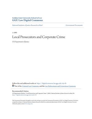 Local Prosecutors and Corporate Crime US Department of Justice