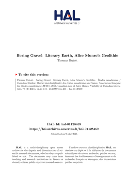 Literary Earth, Alice Munro's Geolithic