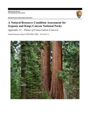 A Natural Resource Condition Assessment for Sequoia and Kings Canyon National Parks Appendix 14 – Plants of Conservation Concern