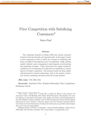 Price Competition with Satisficing Consumers