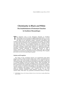 Christianity in Black and White the Establishment of Protestant Churches in Southern Mozambique