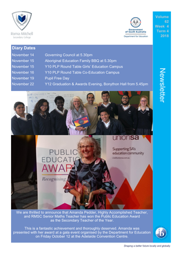 Newsletter November 16 Y10 PLP Round Table Co-Education Campus November 19 Pupil Free Day