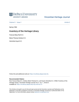 Inventory of the Heritage Library
