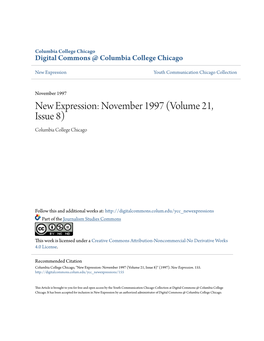 New Expression: November 1997 (Volume 21, Issue 8) Columbia College Chicago