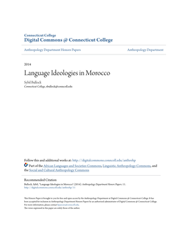 Language Ideologies in Morocco Sybil Bullock Connecticut College, Sbullock@Conncoll.Edu