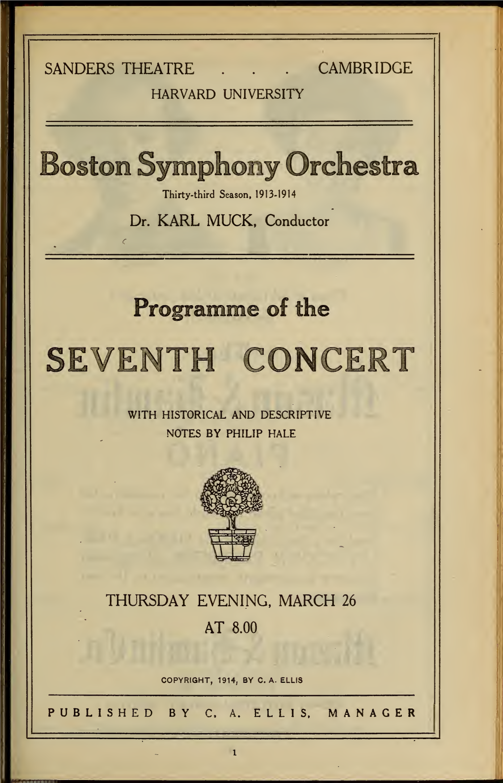 Boston Symphony Orchestra Concert Programs, Season 33,1913-1914, Trip