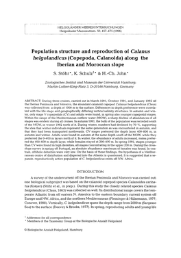 Calanus Helgolandicus (Copepoda, Calanoida) Along the Iberian and Moroccan Slope S