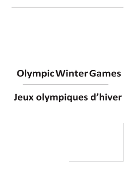 Olympic Winter Games Jeux Olympiques D'hiver