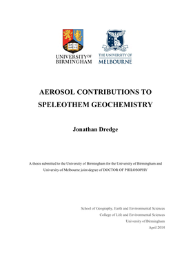 Aerosol Contributions to Speleothem Geochemistry